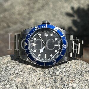Custom Made MODS Watch Black Bay Style Automatic Movement DIY Blue Heritage